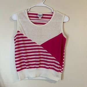 Vintage Winners Choice white and Pink striped Tank Top size medium